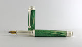 Trinity Satin Silver Fountain Pen in Green Dyed Sycamore