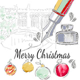 Set of 6 Fountain Pen Christmas Cards