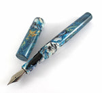 Blue Swirl & dyed Big leaf Maple Hybrid Fountain Pen