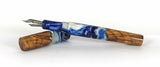 Blue & White swirl Big Leaf Maple Burl Hybrid Fountain Pen