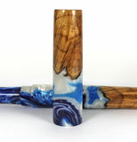 Blue & White swirl Big Leaf Maple Burl Hybrid Fountain Pen