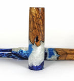 Blue & White swirl Big Leaf Maple Burl Hybrid Fountain Pen