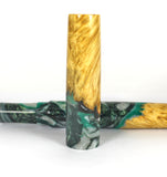Green, Black & White Box Elder Burl Hybrid Fountain Pen