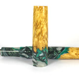 Green, Black & White Box Elder Burl Hybrid Fountain Pen