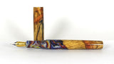Flame Box Elder Burl Hybrid Fountain Pen