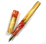 Orange Box Elder Burl Hybrid Fountain Pen