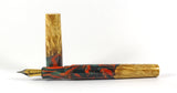 Black & Orange swirl Box Elder Burl Hybrid Fountain Pen