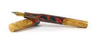 Black & Orange swirl Box Elder Burl Hybrid Fountain Pen