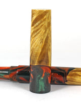 Black & Orange swirl Box Elder Burl Hybrid Fountain Pen