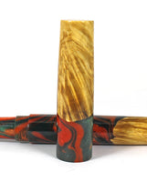 Black & Orange swirl Box Elder Burl Hybrid Fountain Pen