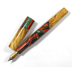 Black & Orange swirl Box Elder Burl Hybrid Fountain Pen