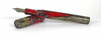 Red & Black swirl Buckeye Burl Hybrid Fountain Pen
