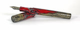 Red & Black swirl Buckeye Burl Hybrid Fountain Pen