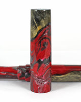 Red & Black swirl Buckeye Burl Hybrid Fountain Pen