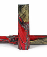 Red & Black swirl Buckeye Burl Hybrid Fountain Pen