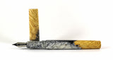 Black & White swirl Box Elder Burl Hybrid Fountain Pen