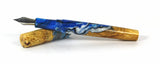 Blue & White swirl Box Elder Burl Hybrid Fountain Pen