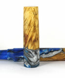 Blue & White swirl Box Elder Burl Hybrid Fountain Pen