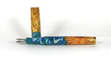 Blue Swirl Box Elder Burl Hybrid Fountain Pen Bock Nib