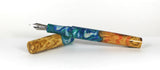 Blue Swirl Box Elder Burl Hybrid Fountain Pen Bock Nib