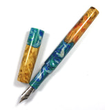 Blue Swirl Box Elder Burl Hybrid Fountain Pen Bock Nib