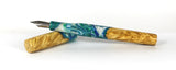 Blue Swirl Box Elder Burl Hybrid Fountain Pen JoWo Nib