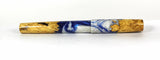 Blue swirl Box Elder Burl Hybrid Fountain Pen