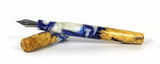 Blue swirl Box Elder Burl Hybrid Fountain Pen