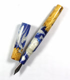 Blue swirl Box Elder Burl Hybrid Fountain Pen