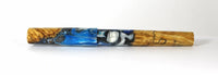 Blue, Black & White swirl Box Elder Burl Hybrid Fountain Pen
