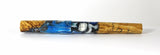 Blue, Black & White swirl Box Elder Burl Hybrid Fountain Pen