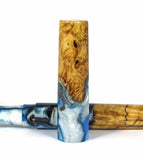 Blue, Black & White swirl Box Elder Burl Hybrid Fountain Pen