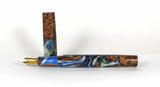 Blue & Gold Big Leaf Maple Burl Hybrid Fountain Pen Bock Nib