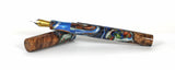 Blue & Gold Big Leaf Maple Burl Hybrid Fountain Pen Bock Nib