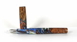 Blue & Gold Big Leaf Maple Burl Hybrid Fountain Pen JoWo Nib