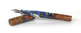 Blue & Gold Big Leaf Maple Burl Hybrid Fountain Pen JoWo Nib