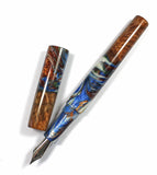 Blue & Gold Big Leaf Maple Burl Hybrid Fountain Pen JoWo Nib