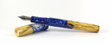 Blue & White swirl Box Elder Burl Hybrid Fountain Pen