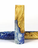 Blue & White swirl Box Elder Burl Hybrid Fountain Pen