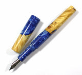 Blue & White swirl Box Elder Burl Hybrid Fountain Pen