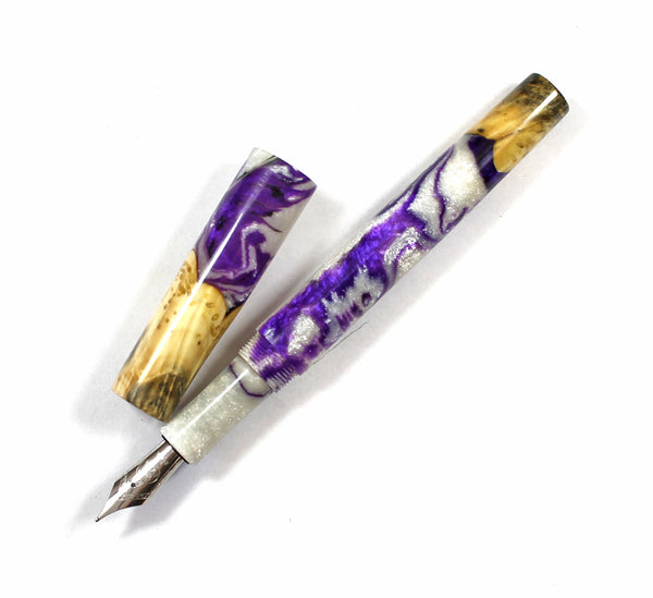 Purple Swirl Buckeye Burl Hybrid Fountain Pen