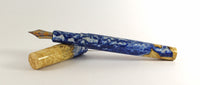 Blue swirl Box Elder Burl Hybrid Fountain Pen