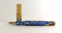 Blue swirl Box Elder Burl Hybrid Fountain Pen