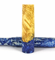 Blue swirl Box Elder Burl Hybrid Fountain Pen