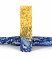 Blue swirl Box Elder Burl Hybrid Fountain Pen