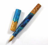 Blue Box Elder Burl Hybrid Fountain Pen