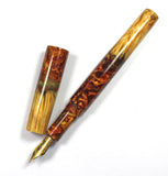 Gold swirl Box Elder Burl Hybrid Fountain Pen Bock Nib