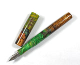 Flame Box Elder Burl Hybrid Fountain Pen
