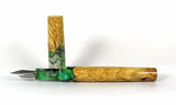 Green swirl Box Elder Burl Hybrid Fountain Pen