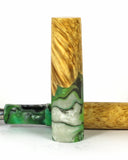 Green swirl Box Elder Burl Hybrid Fountain Pen